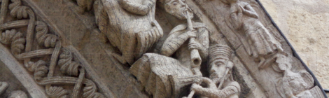 Carved stone musicians from 12th century Wasconia
